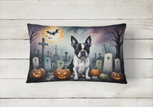 Load image into Gallery viewer, Boston Terrier Spooky Halloween Fabric Decorative Pillow