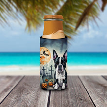 Load image into Gallery viewer, Boston Terrier Spooky Halloween Slim Can Huggers – Fun, Functional Drink Coolers for Every Occasion