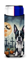 Load image into Gallery viewer, Boston Terrier Spooky Halloween Slim Can Huggers – Fun, Functional Drink Coolers for Every Occasion