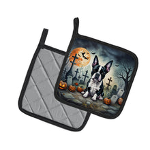Load image into Gallery viewer, Boston Terrier Spooky Halloween Pot Holders - Set of 2 Decorative Kitchen Helpers | Made in the USA