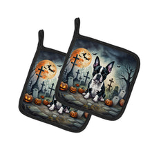 Load image into Gallery viewer, Boston Terrier Spooky Halloween Pot Holders - Set of 2 Decorative Kitchen Helpers | Made in the USA