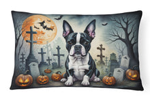Load image into Gallery viewer, Boston Terrier Spooky Halloween Fabric Decorative Pillow