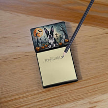 Load image into Gallery viewer, Boston Terrier Spooky Halloween Sticky Note Holder- Refiilable Desk Accessory Note Pad