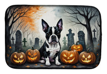 Load image into Gallery viewer, Boston Terrier Spooky Halloween Dish Drying Mat