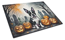 Load image into Gallery viewer, Boston Terrier Spooky Halloween Glass Cutting Boards – Durable, Decorative Kitchen Art Large