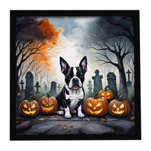 Load image into Gallery viewer, Boston Terrier Spooky Halloween Framed Metal Print