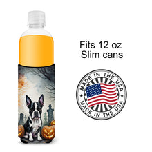 Load image into Gallery viewer, Boston Terrier Spooky Halloween Slim Can Huggers – Fun, Functional Drink Coolers for Every Occasion
