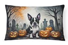 Load image into Gallery viewer, Boston Terrier Spooky Halloween Fabric Decorative Pillow