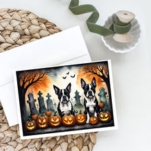 Load image into Gallery viewer, Boston Terrier Spooky Halloween Greeting Cards -  Blank Note Cards – 8-Pack of Artist-Designed Cards with Envelopes