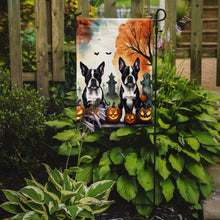 Load image into Gallery viewer, Boston Terrier Spooky Halloween Garden Flag – Dog in Cemetery Scene