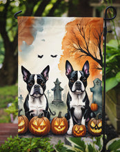 Load image into Gallery viewer, Boston Terrier Spooky Halloween Garden Flag – Dog in Cemetery Scene