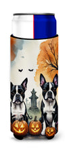 Load image into Gallery viewer, Boston Terrier Spooky Halloween Slim Can Huggers – Fun, Functional Drink Coolers for Every Occasion
