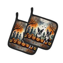 Load image into Gallery viewer, Boston Terrier Spooky Halloween Pot Holders - Set of 2 Decorative Kitchen Helpers | Made in the USA
