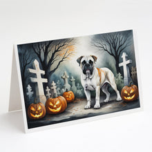Load image into Gallery viewer, Boxer Spooky Halloween Greeting Cards -  Blank Note Cards – 8-Pack of Artist-Designed Cards with Envelopes