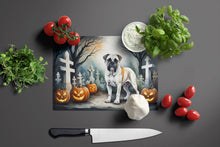 Load image into Gallery viewer, Boxer Spooky Halloween Glass Cutting Boards – Durable, Decorative Kitchen Art Large