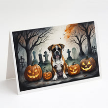 Load image into Gallery viewer, Boxer Spooky Halloween Greeting Cards -  Blank Note Cards – 8-Pack of Artist-Designed Cards with Envelopes