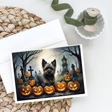 Load image into Gallery viewer, Cairn Terrier Spooky Halloween Greeting Cards -  Blank Note Cards – 8-Pack of Artist-Designed Cards with Envelopes
