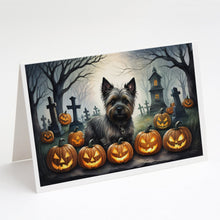 Load image into Gallery viewer, Cairn Terrier Spooky Halloween Greeting Cards -  Blank Note Cards – 8-Pack of Artist-Designed Cards with Envelopes