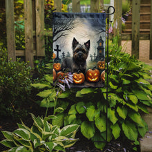 Load image into Gallery viewer, Cairn Terrier Spooky Halloween Garden Flag – Dog in Cemetery Scene