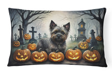 Load image into Gallery viewer, Cairn Terrier Spooky Halloween Fabric Decorative Pillow