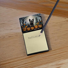 Load image into Gallery viewer, Cairn Terrier Spooky Halloween Sticky Note Holder- Refiilable Desk Accessory Note Pad