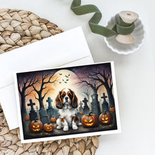 Load image into Gallery viewer, Cavalier Spaniel Spooky Halloween Greeting Cards -  Blank Note Cards – 8-Pack of Artist-Designed Cards with Envelopes