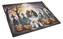 Load image into Gallery viewer, Cavalier Spaniel Spooky Halloween Glass Cutting Boards – Durable, Decorative Kitchen Art Large