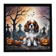 Load image into Gallery viewer, Cavalier Spaniel Spooky Halloween Framed Metal Print