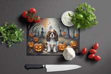 Load image into Gallery viewer, Cavalier Spaniel Spooky Halloween Glass Cutting Boards – Durable, Decorative Kitchen Art Large