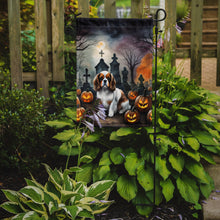 Load image into Gallery viewer, Cavalier Spaniel Spooky Halloween Garden Flag – Dog in Cemetery Scene