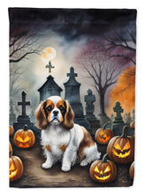 Load image into Gallery viewer, Cavalier Spaniel Spooky Halloween Garden Flag – Dog in Cemetery Scene