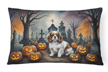 Load image into Gallery viewer, Cavalier Spaniel Spooky Halloween Fabric Decorative Pillow