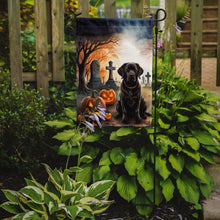 Load image into Gallery viewer, Chocolate Labrador Retriever Spooky Halloween Garden Flag – Dog in Cemetery Scene