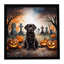 Load image into Gallery viewer, Chocolate Labrador Retriever Spooky Halloween Framed Metal Print