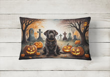 Load image into Gallery viewer, Chocolate Labrador Retriever Spooky Halloween Fabric Decorative Pillow