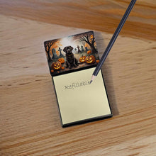 Load image into Gallery viewer, Chocolate Labrador Retriever Spooky Halloween Sticky Note Holder- Refiilable Desk Accessory Note Pad
