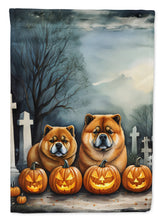 Load image into Gallery viewer, Chow Chow Spooky Halloween Garden Flag – Dog in Cemetery Scene