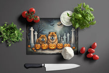 Load image into Gallery viewer, Chow Chow Spooky Halloween Glass Cutting Boards – Durable, Decorative Kitchen Art Large