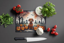 Load image into Gallery viewer, Dachshund Spooky Halloween Glass Cutting Boards – Durable, Decorative Kitchen Art Large