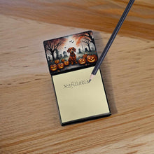 Load image into Gallery viewer, Dachshund Spooky Halloween Sticky Note Holder- Refiilable Desk Accessory Note Pad