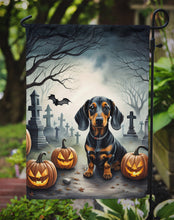 Load image into Gallery viewer, Dachshund Spooky Halloween Garden Flag – Dog in Cemetery Scene