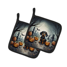 Load image into Gallery viewer, Dachshund Spooky Halloween Pot Holders - Set of 2 Decorative Kitchen Helpers | Made in the USA