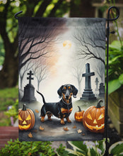 Load image into Gallery viewer, Dachshund Spooky Halloween Garden Flag – Dog in Cemetery Scene