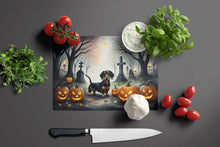 Load image into Gallery viewer, Dachshund Spooky Halloween Glass Cutting Boards – Durable, Decorative Kitchen Art Large