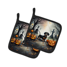 Load image into Gallery viewer, Dachshund Spooky Halloween Pot Holders - Set of 2 Decorative Kitchen Helpers | Made in the USA