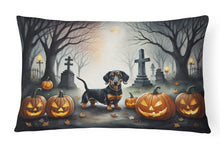 Load image into Gallery viewer, Dachshund Spooky Halloween Fabric Decorative Pillow
