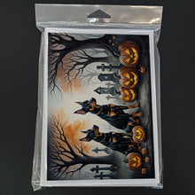 Load image into Gallery viewer, Doberman Pinscher Spooky Halloween Greeting Cards -  Blank Note Cards – 8-Pack of Artist-Designed Cards with Envelopes