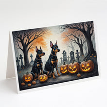 Load image into Gallery viewer, Doberman Pinscher Spooky Halloween Greeting Cards -  Blank Note Cards – 8-Pack of Artist-Designed Cards with Envelopes