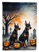 Load image into Gallery viewer, Doberman Pinscher Spooky Halloween Garden Flag – Dog in Cemetery Scene