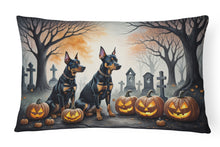Load image into Gallery viewer, Doberman Pinscher Spooky Halloween Fabric Decorative Pillow